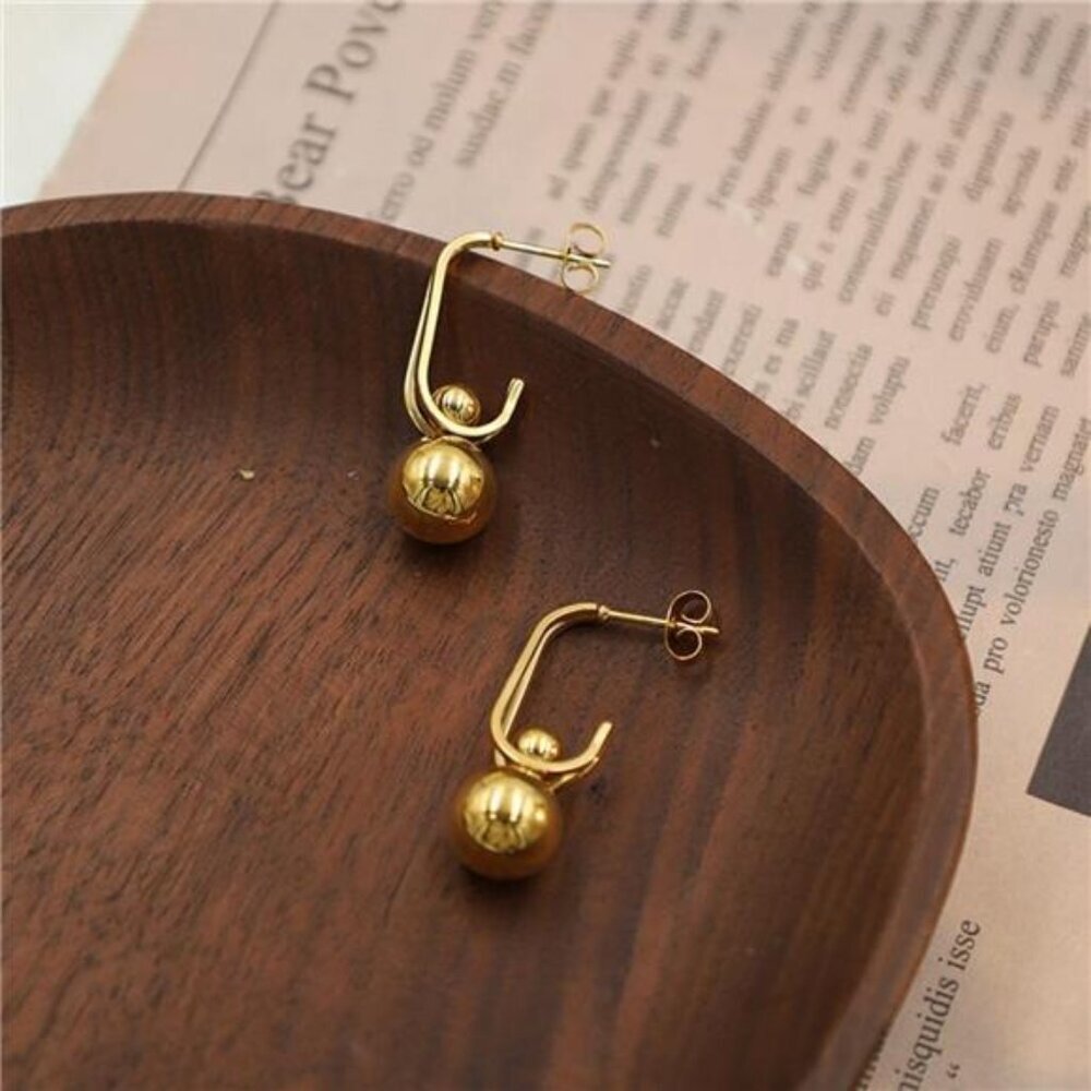18K Gold-Plated Ball Drop Earrings - Picture 2 of 7